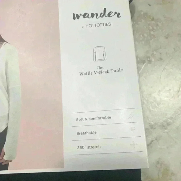 Wander By Hottotties Tunic Waffle V-Neck Black Sm - Picture 2 of 5